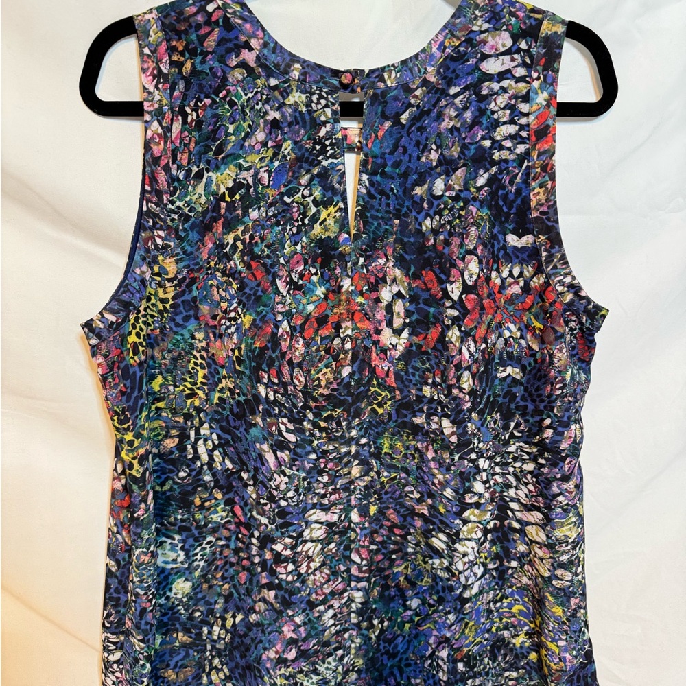 CAbi Multicolor Sleeveless Printed Blouse - Navy, Blue, Purple, Pink - Picture 4 of 6